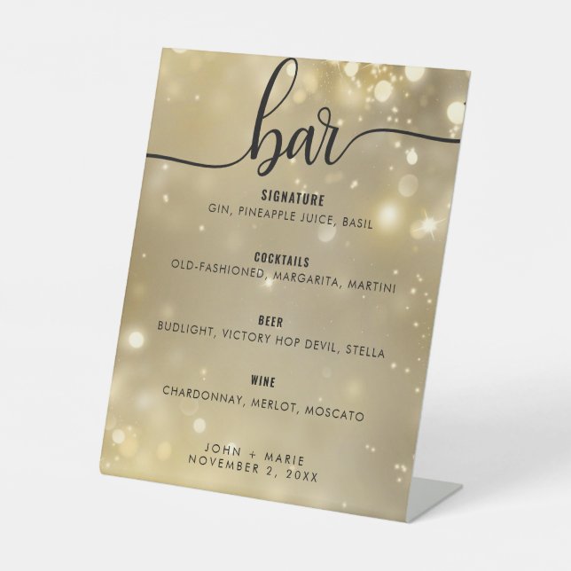 Elegant Wedding Bar Signature Cocktail   Pedestal Sign (Front)