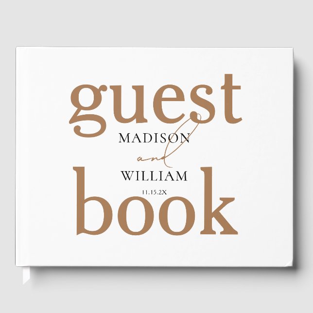 Elegant Wedding Black design with Glitter Modern Guest Book (Front)