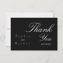 Elegant Wedding Black Thank You Card