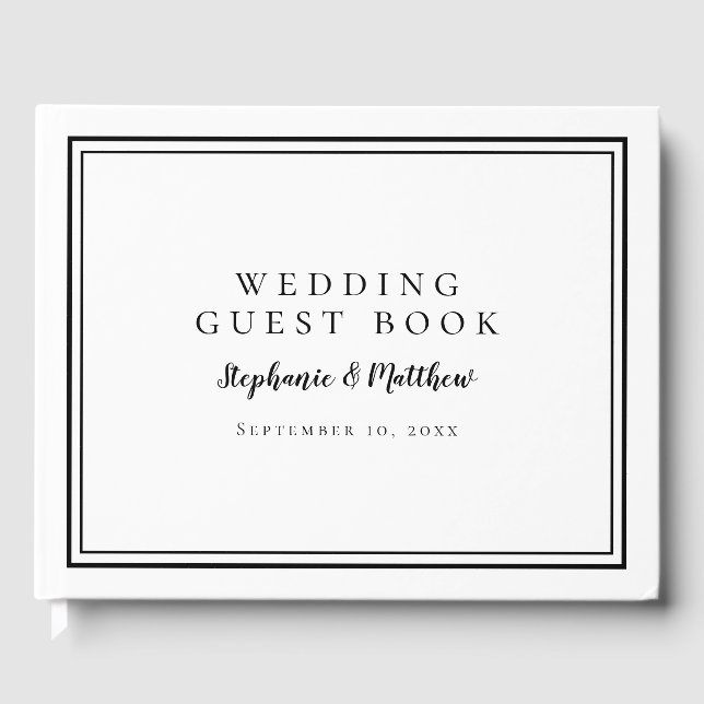 Elegant Wedding Black & White Guest Book (Front)
