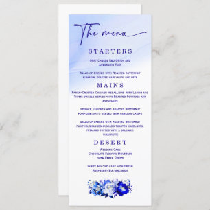 Elegant Wedding Blue and Silver Menu