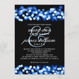 Elegant Wedding Blue Hollywood Glam Invitation