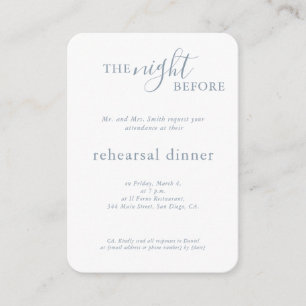 Elegant Wedding Blue Monogram Rehearsal Dinner Enclosure Card