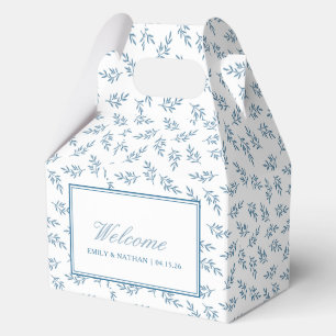 Elegant Wedding Blue Personalised Welcome Guest Favour Box