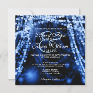 Elegant Wedding Blue String Lights Invitation
