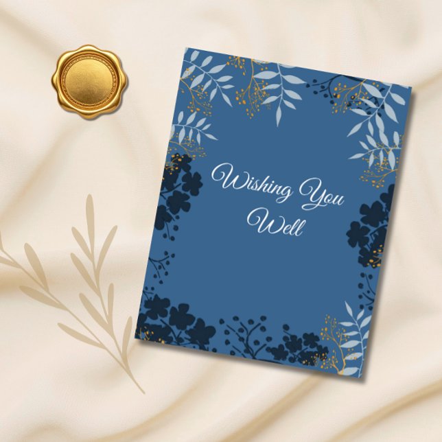 Elegant Wedding Botanical Blue Encloser Card (Creator Uploaded)