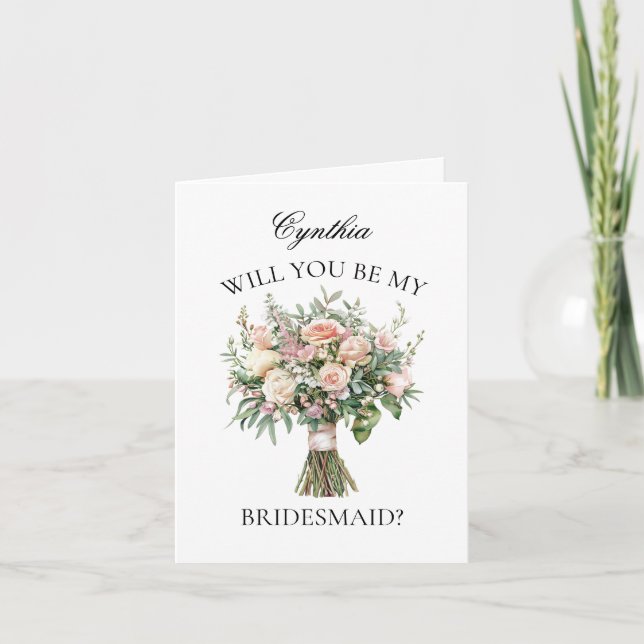 Elegant Wedding Bouquet Bridesmaid Proposal Invitation (Front)