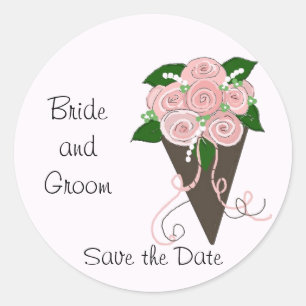 Elegant Wedding Bouquet Save the Date Classic Round Sticker
