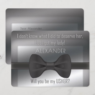 Elegant Wedding  Bowtie Will You Be My Usher Invitation
