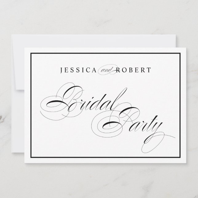 Elegant Wedding Bridal Party Sign Black Border Invitation (Front)