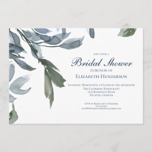Elegant Wedding Bridal Shower Blue Floral Invitation