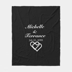 Elegant Wedding Bride Groom Black White Newlyweds Fleece Blanket