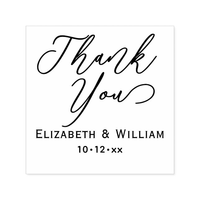 Elegant Wedding Bride Groom Date Thank You #1 Self-inking Stamp (Design)