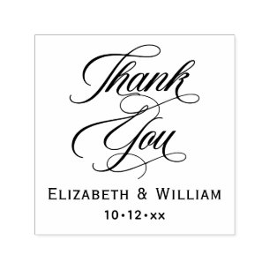 Elegant Wedding Bride Groom Date Thank You #2 Self-inking Stamp