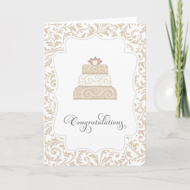 Elegant Wedding Cake Congratulations Card (Front)
