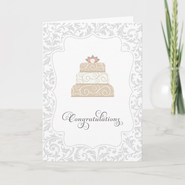 Elegant Wedding Cake Congratulations Card (Front)