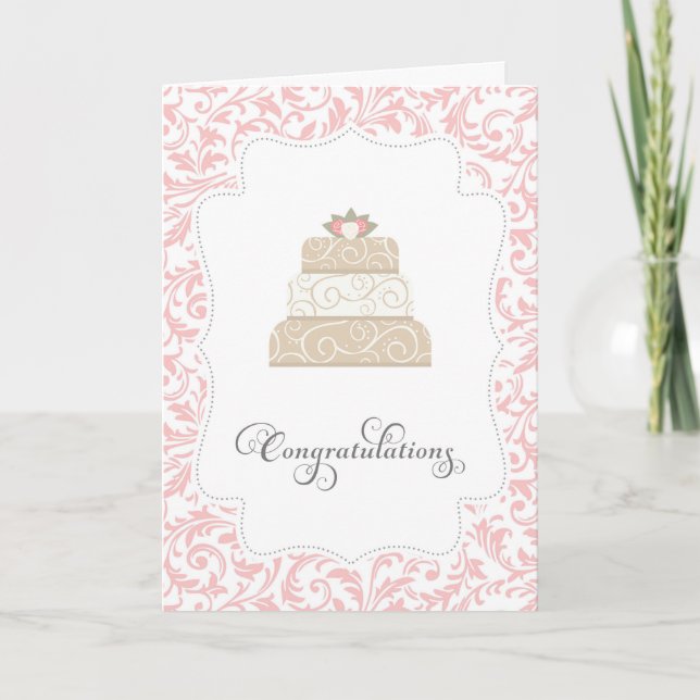 Elegant Wedding Cake Congratulations Card (Front)