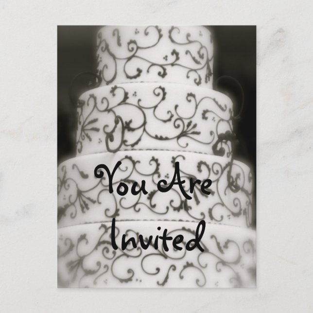 Elegant Wedding Cake Invitation Postcard (Front)