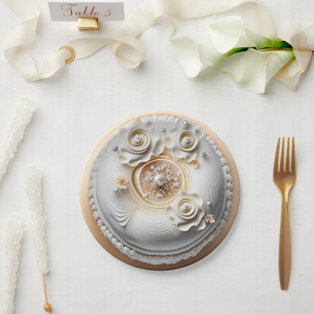 Elegant Wedding Cake Paper Plates (Wedding)