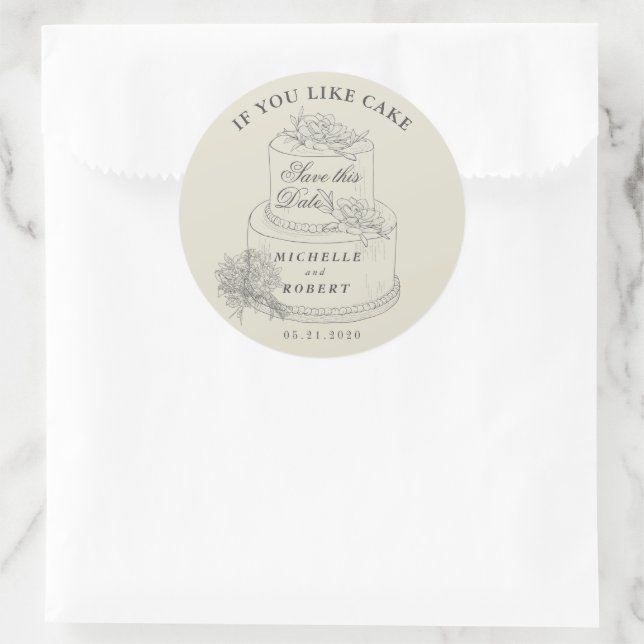 Elegant Wedding Cake Pastel Save The Date Classic Round Sticker (Bag)