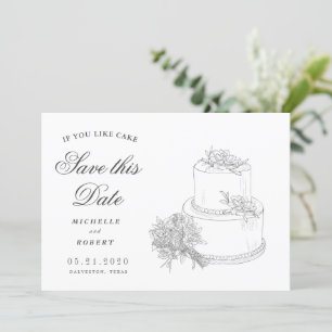 Elegant Wedding Cake Photo Save The Date Invitation