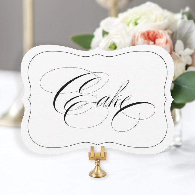Elegant Wedding Cake Sign Die Cut Black Border Invitation (Creator Uploaded)