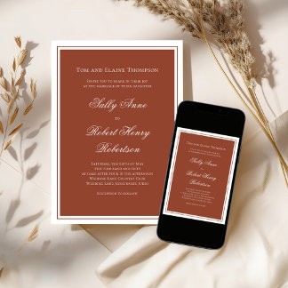 Elegant Wedding Calligraphy Burgundy Script Invitation