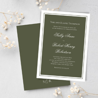 Elegant Wedding Calligraphy Green Script Invitation