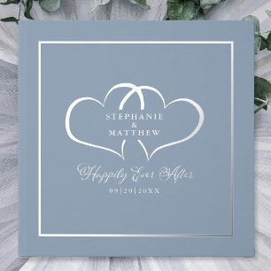 Elegant Wedding Calligraphy Photo Hearts Silver Guest Book