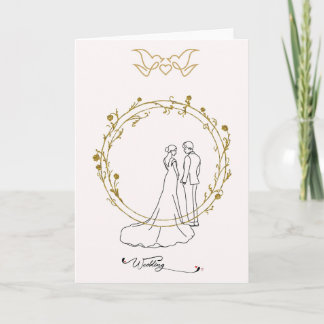 Elegant Wedding Card with Bride and Groom in G