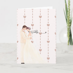 Elegant wedding card with bride and groom & rose g