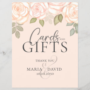 Elegant Wedding Cards and Gifts Sign Coral Peach