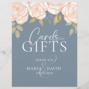 Elegant Wedding Cards and Gifts Sign Dusty Blue