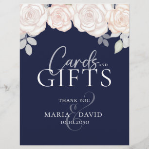Elegant Wedding Cards and Gifts Sign Navy Blue