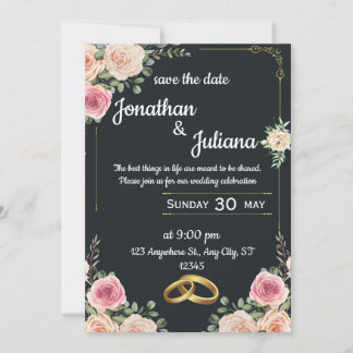 elegant Wedding Celebration floral invitation