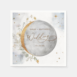 Elegant Wedding Celestial Moon and Stars Napkins