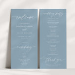 Elegant Wedding Ceremony Dusty Blue  Programme<br><div class="desc">Elegant Dusty Blue Wedding Ceremony Program</div>
