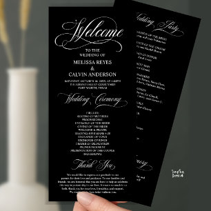 Elegant Wedding Ceremony Order, Black and White Programme