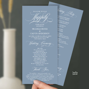 Elegant Wedding Ceremony Order, Classy Dusty Blue Programme