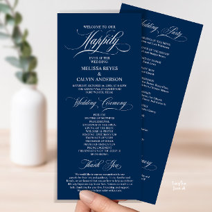 Elegant Wedding Ceremony Order, Classy Navy Blue Programme
