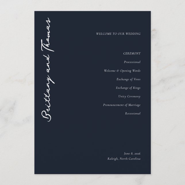 Elegant Wedding Ceremony Program Programme (Front)