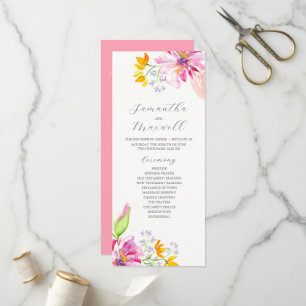 Elegant Wedding Ceremony Programs Pink Florals Programme