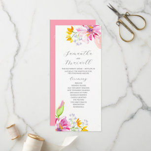 Elegant Wedding Ceremony Programs Pink Florals Programme