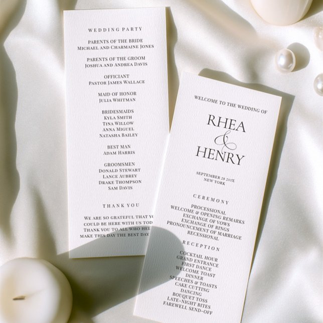 Elegant Wedding Ceremony & Reception Program  Programme (Elegant Wedding Ceremony & Reception Program)