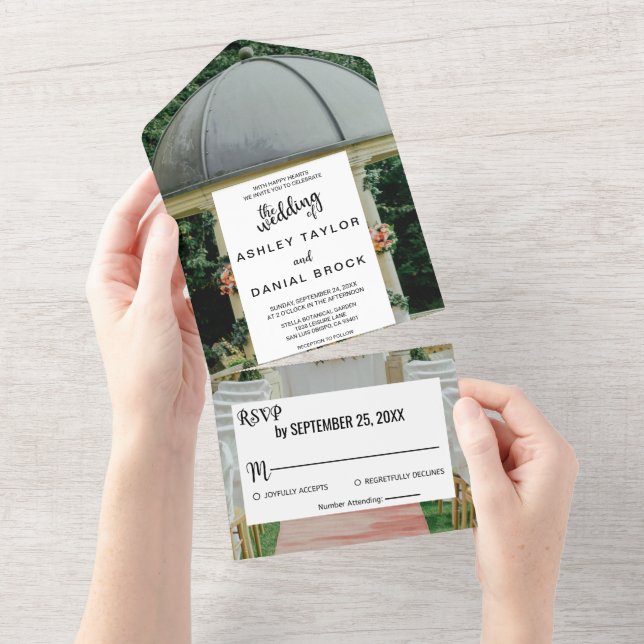 Elegant wedding ceremony summer floral wedding all all in one invitation (Tearaway)