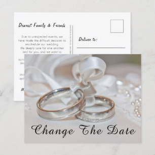 Elegant Wedding Change the Date Save the date Postcard