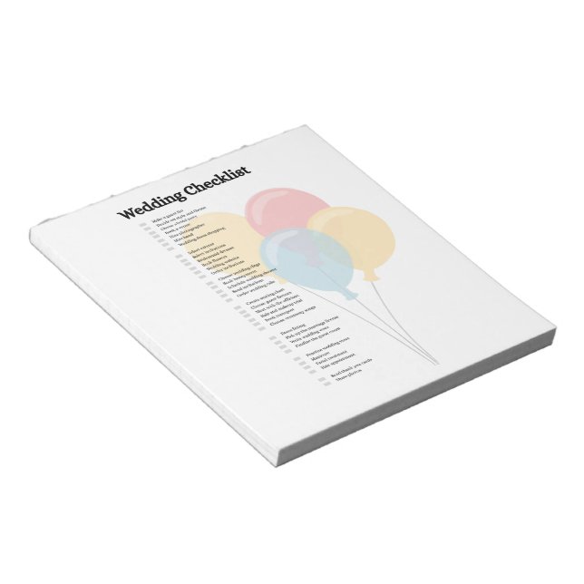Elegant Wedding Checklist Notepad (Angled)