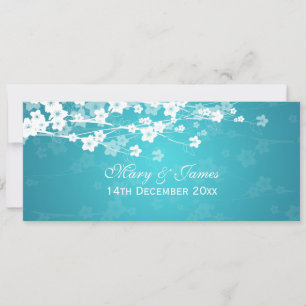 Elegant Wedding Cherry Blossom Blue Invitation