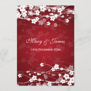 Elegant Wedding Cherry Blossom Red Invitation