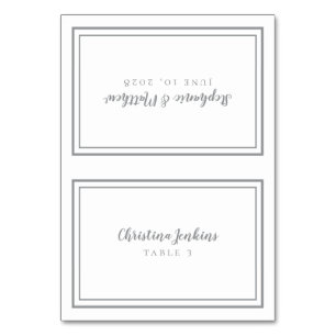 Elegant Wedding Chic Grey Custom Guest Place Card